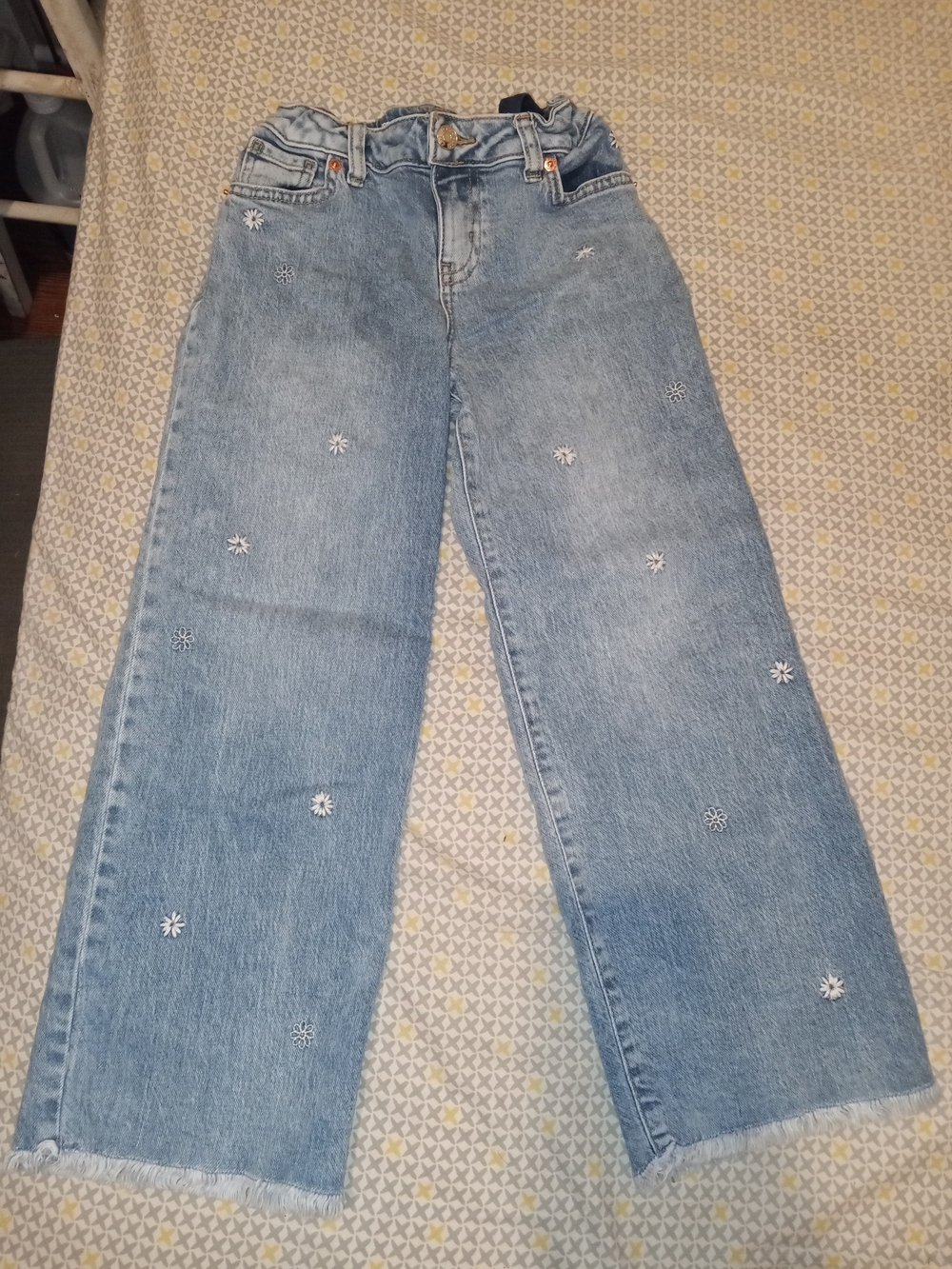Girls Cat & Jack Light Blue Wide-Leg Embroidered Jeans